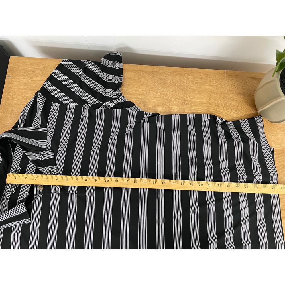 Pebble Beach Performance Mens XL Polo Shirt Black White Striped Golf Shirt - Picture 4 of 5